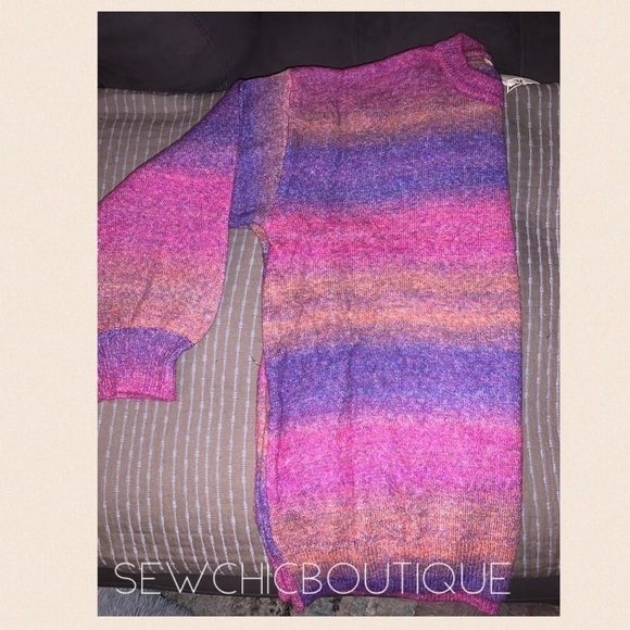Purple Multicolor Tie Dye Sweater - Picture 6 of 7